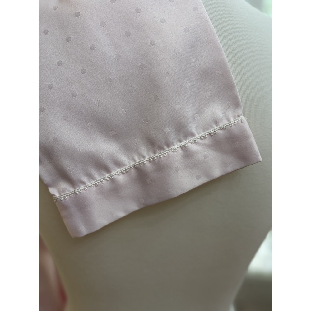 Miss Elaine Pink Nightshirt  Sz Medium Brushed Back Satin Polka Dot Nightgown - Picture 7 of 12